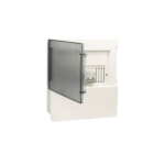 Tủ điện âm tường SINO - E4M 4/8 LA nắp khói trong, đế nhựa