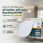 Đèn LED ốp trần tròn, đế nhôm, đổi màu - Rạng Đông LN12 ĐM 15W/ 22W/ 30W