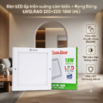 Đèn LED ốp trần vuông cảm biến – Rạng Đông LN12.RAD 220x220/18W (HL)