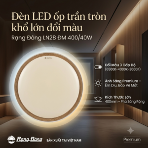 Đèn LED ốp trần tròn khổ lớn đổi màu - Rạng Đông LN28 ĐM 400/40W