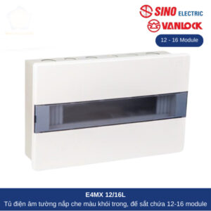 Tủ điện âm tường SINO - E4LB12 nắp khói trong, đế sắt
