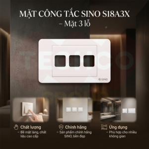 Mặt công tắc SINO S18A3X – Mặt 3 lỗ