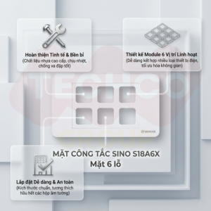 Mặt công tắc SINO S18A6X – Mặt 6 lỗ